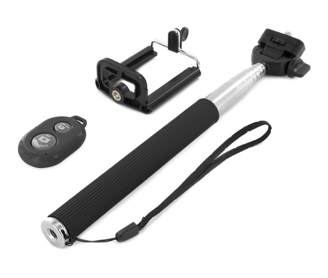 Feather Black Selfie Stick With Remote