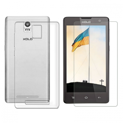 Deltakart Back Cover For Xolo Era - Transparent With Tempered Glass Screen Guard