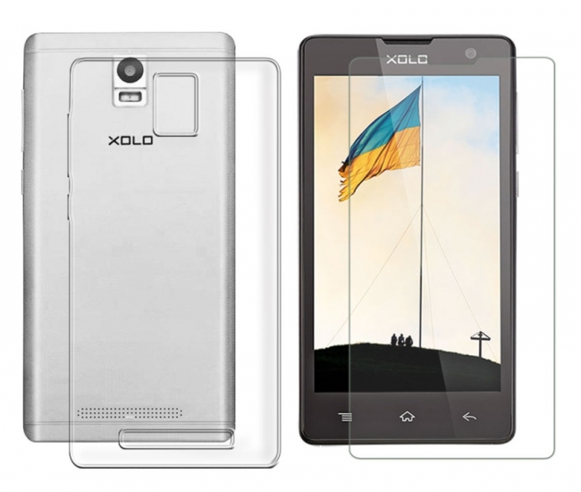 Deltakart Back Cover For Xolo Era - Transparent With Tempered Glass Screen Guard