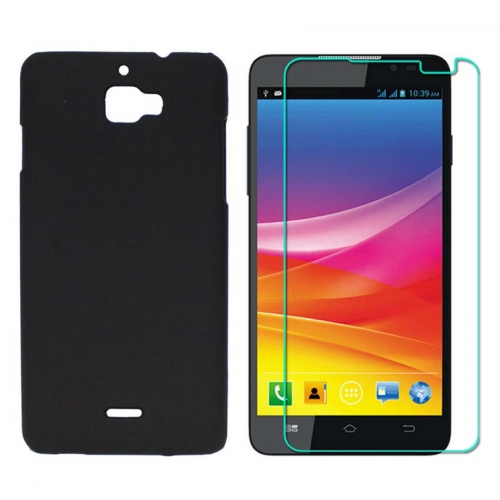 Praiq Hard Shell Back Cover Case For Coolpad Dazen 1 With Tempered Glass - Black