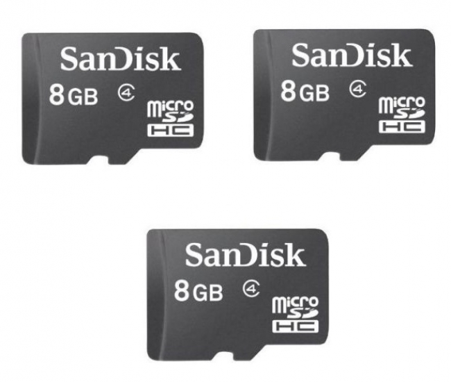 SanDisk Pack of 3 - SanDisk 8 GB Micro SDHC Memory Card Class 4