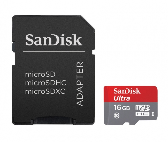 Sandisk 16 Gb Ultra Microsdhc Uhs-i Class 10 Memory Card With Adapter