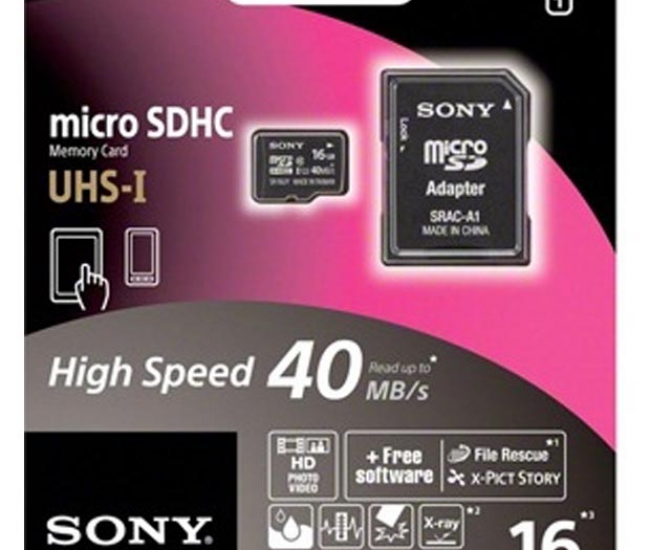 Sony Micro Sd Card 16 Gb With Sd Card Adapter
