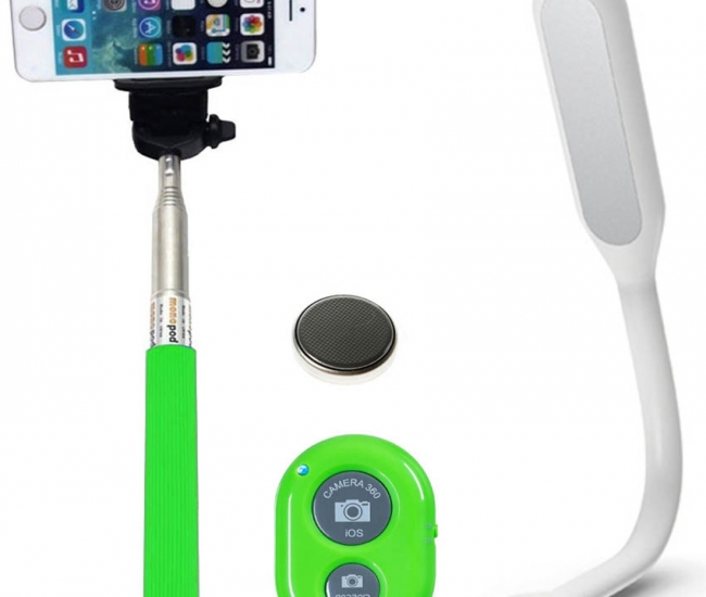 Monopod Non Flip Degine Selfie Stick With Bluetooth Shutter And Battery