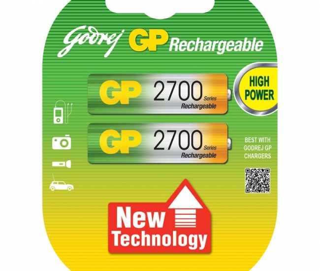 Godrej GP 2xAA 2700mAh Ni-MH Rechargeable Batteries