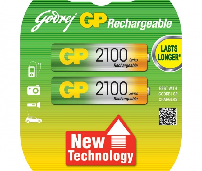 Godrej 2xAA 2100 mAh Card Pack Rechargable Batteries