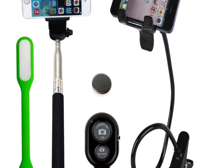 Monopod Pink Selfie Stick With Blutooth Remote -android And Ios Phones With Advance Design