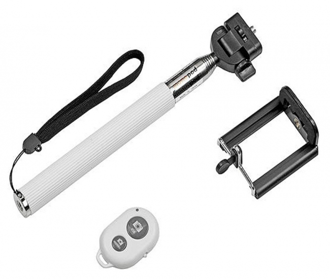 Iceberg Makers.in White Selfie Stick With Bluetooth Remote For Apple Iphone