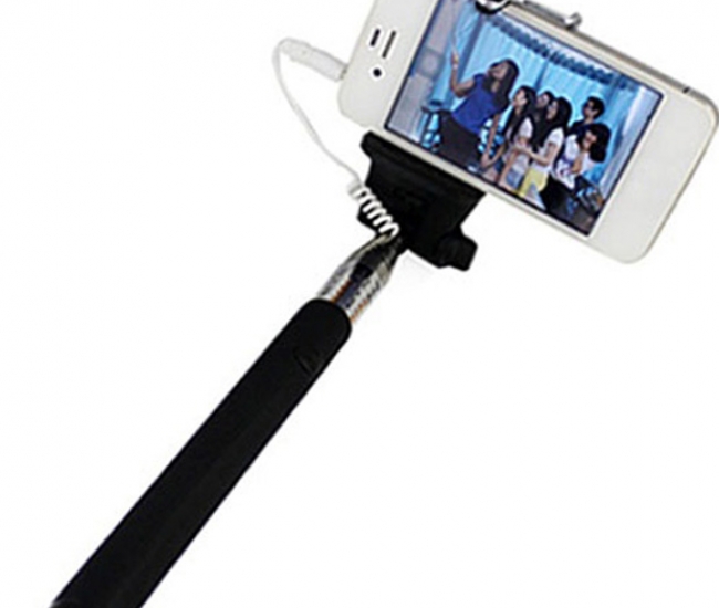 M-zone Extendable Selfie Stick With Aux Cable Hand Held Monopod - Black