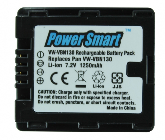 Power Smart 1250mah Replacement Battery For Panasonic Vw-vbn130 - Black