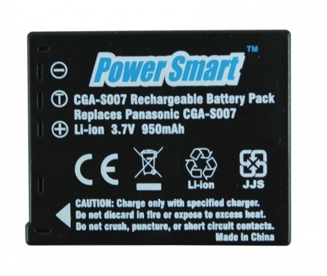 Power Smart 950mah Replacement Battery For Panasonic Cga-s007 - Black