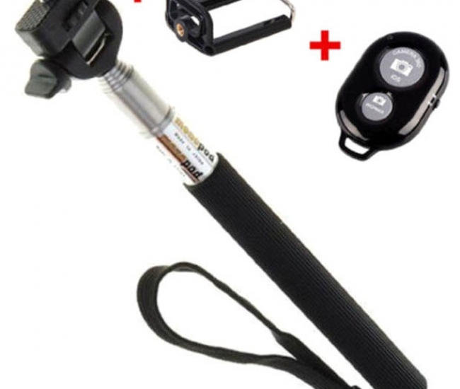 Icase Extendable Self Portraits Handheld Monopod Selfie Stick With Bluetooth Shutter