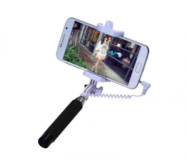 Feather Multicolour Selfie Stick With Aux Cable - Pack Of 4