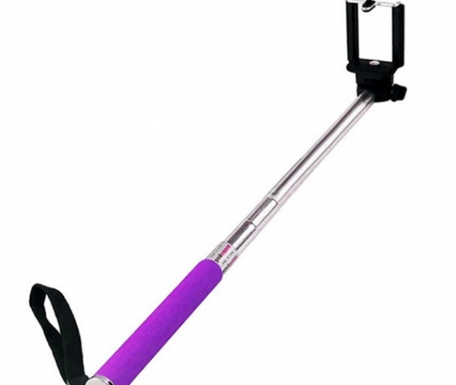 Monopod Purple Selfie Stick With Blutooth Remote