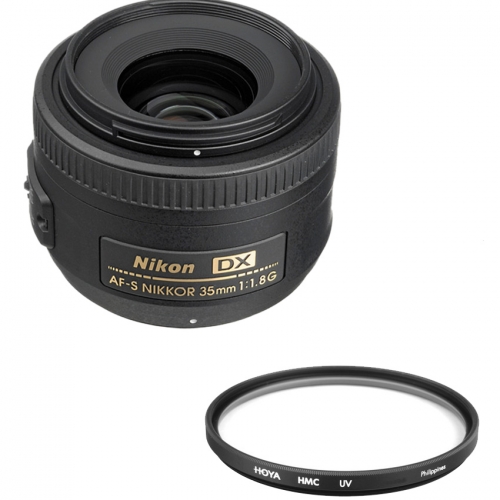 Nikon 35 mm f/ 1.8 G AF-S DX Lens (DX Format) + Hoya 52mm UV Lens Filter Combo