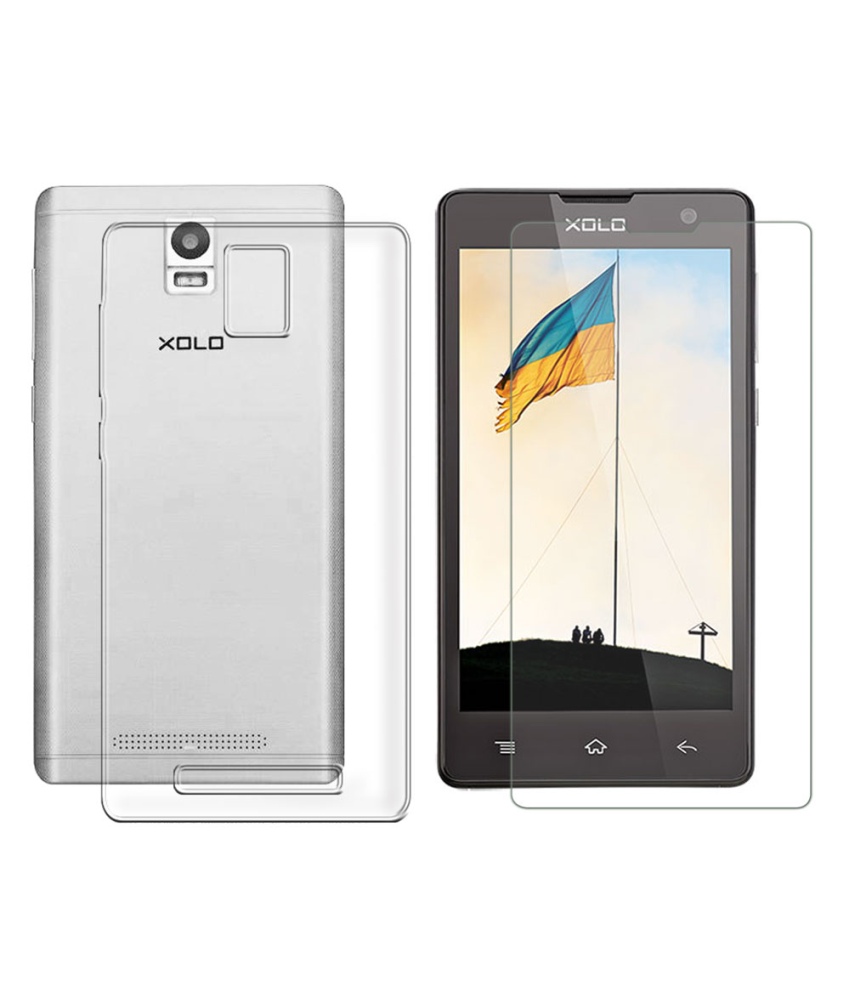 Deltakart Back Cover For Xolo Era - Transparent With Tempered Glass Screen Guard