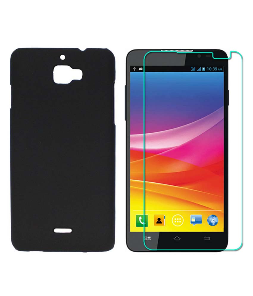 Praiq Hard Shell Back Cover Case For Coolpad Dazen 1 With Tempered Glass - Black