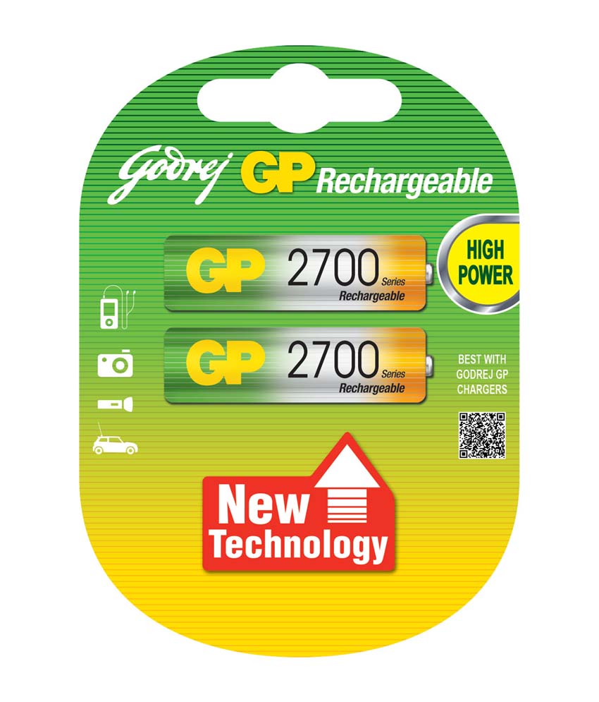 Godrej GP 2xAA 2700mAh Ni-MH Rechargeable Batteries