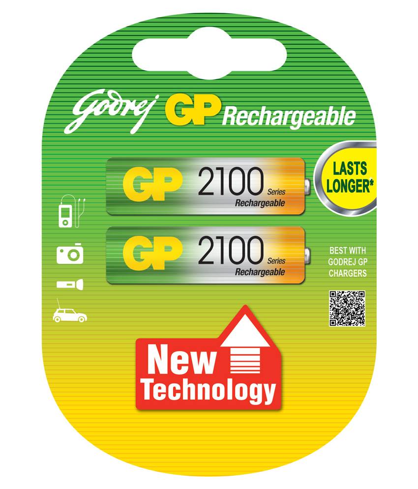 Godrej 2xAA 2100 mAh Card Pack Rechargable Batteries