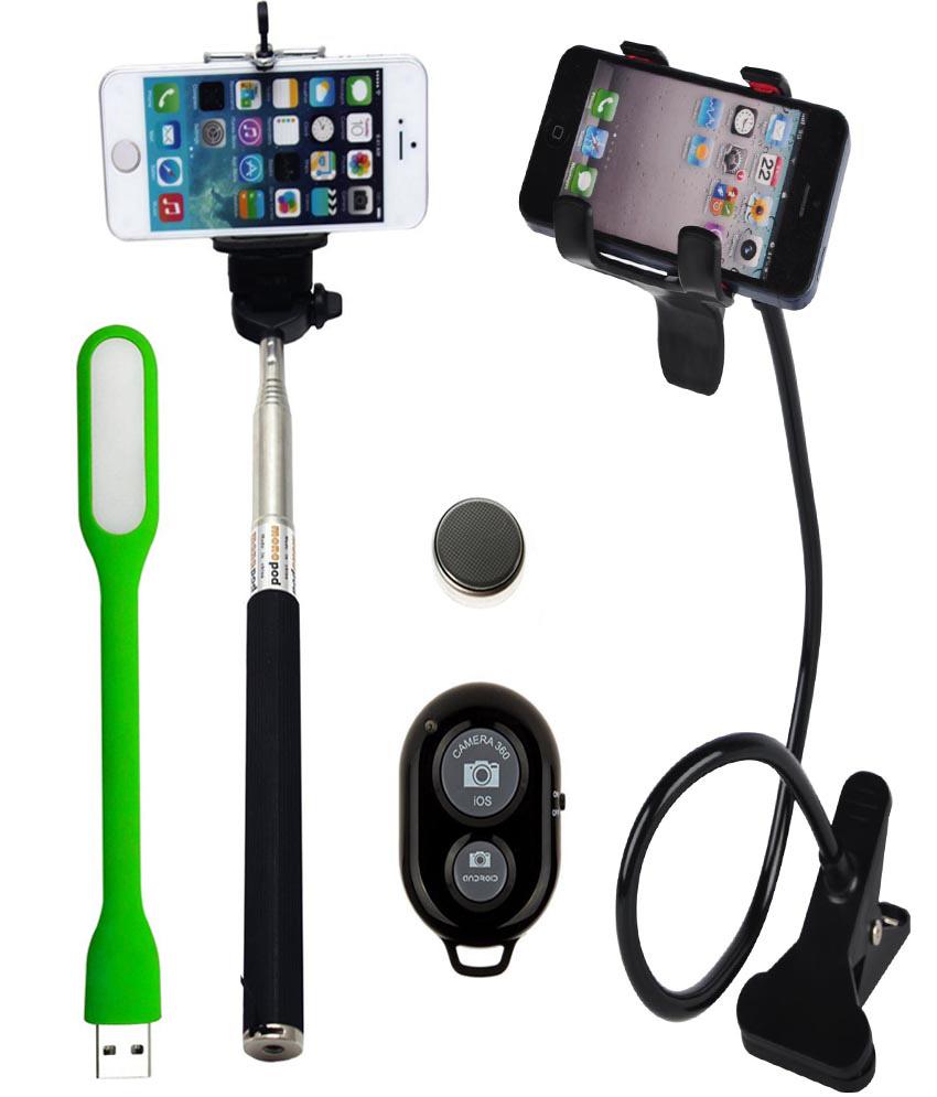 Monopod Pink Selfie Stick With Blutooth Remote -android And Ios Phones With Advance Design