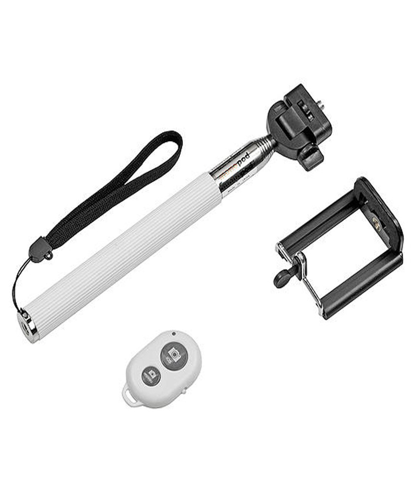 Iceberg Makers.in White Selfie Stick With Bluetooth Remote For Apple Iphone