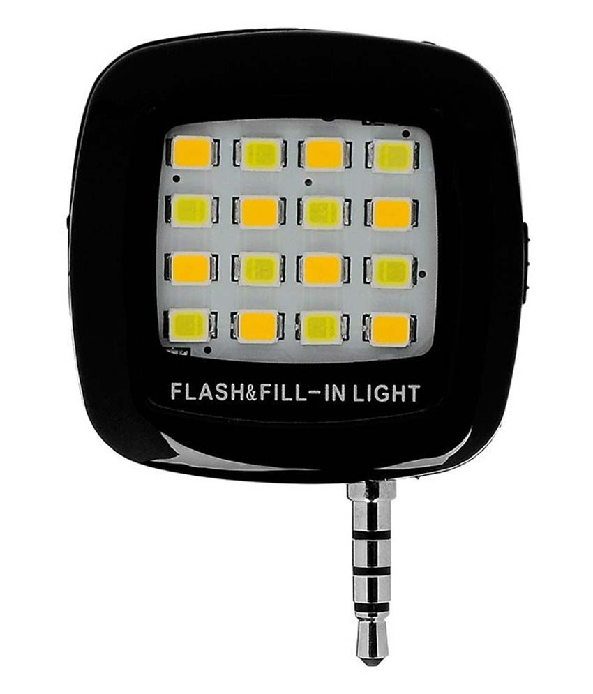 Skoot Selfie Flash Light 3.5mm Jack Pin 16 Led Flash Light - Black