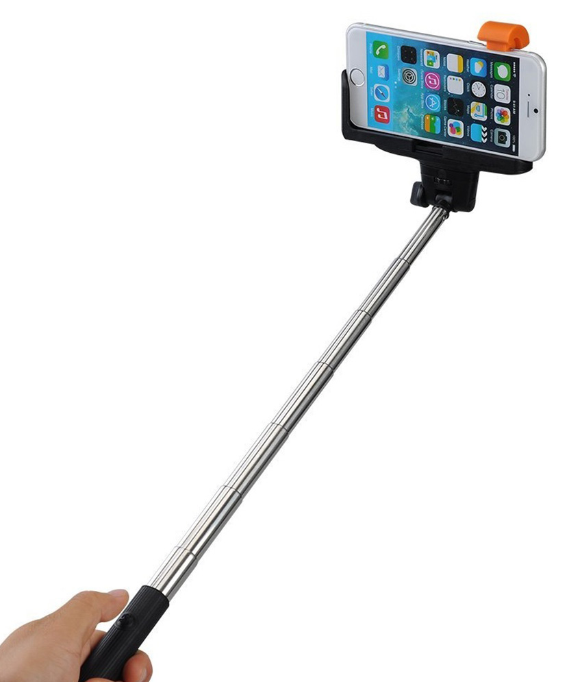 Clickaway Selfie Stick With Bluetooth Remote For Android And Ios Phones - Multicolour