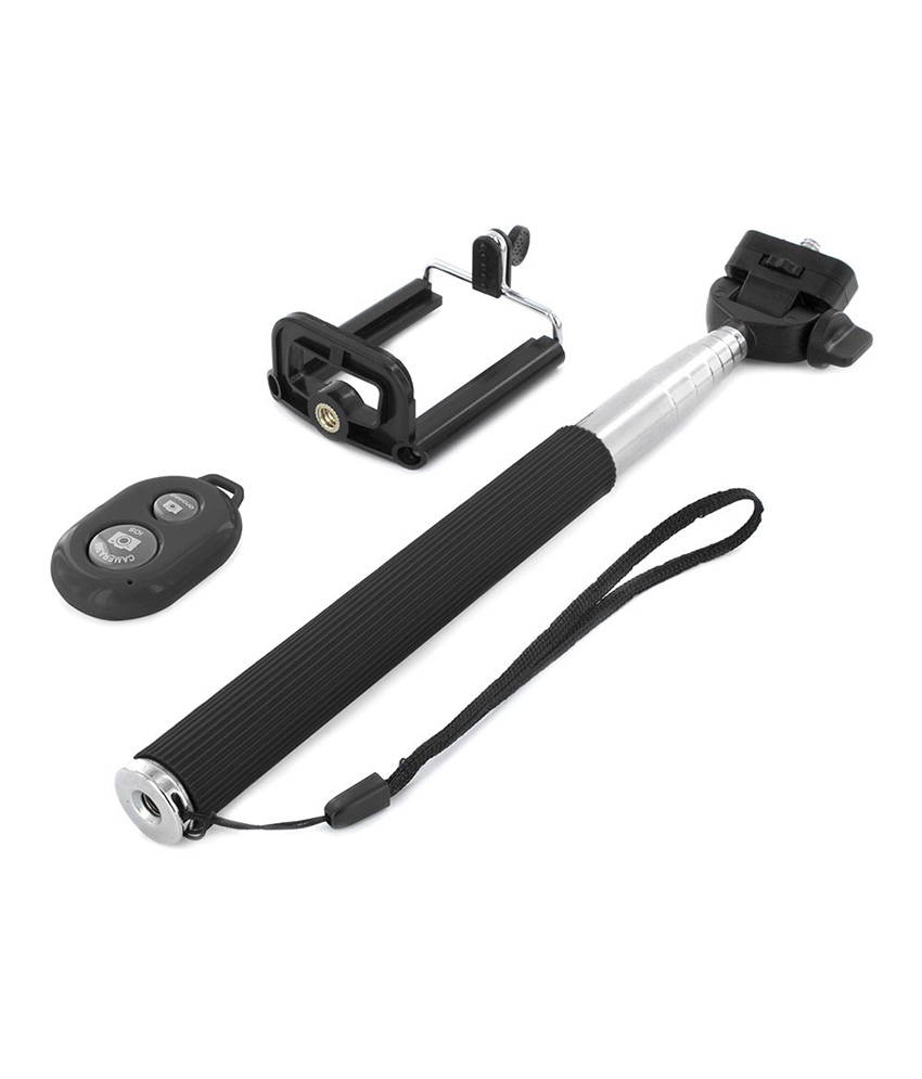 Feather Black Selfie Stick With Remote