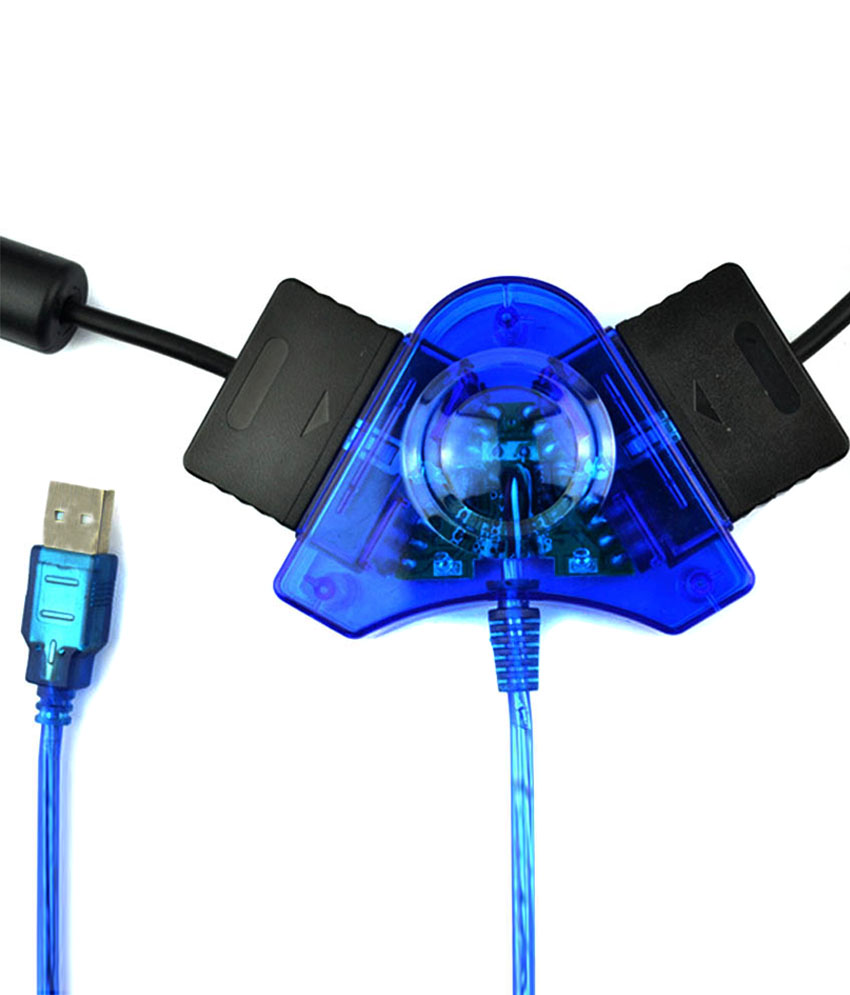Finicky World Blue Dual Ps1 Ps2 Playstation 2 To Pc Usb Game Controller Converter Adapter