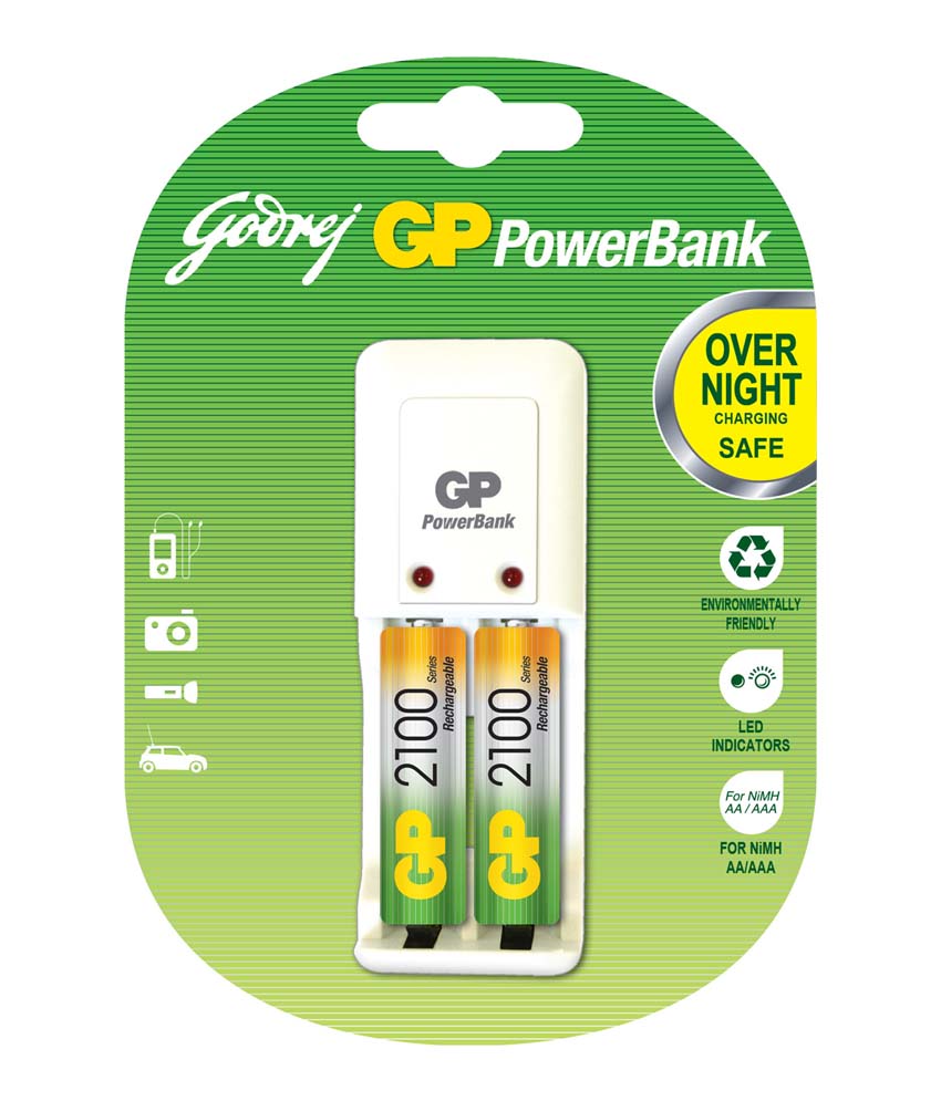 Godrej GP Powerbank PB 3301  Charger with 2xAA 2100mAh  Batteries