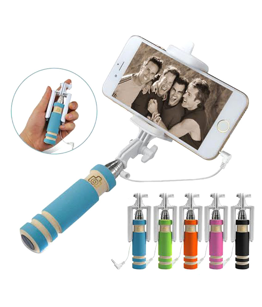 Zephy White Selfie Stick With Aux Cable