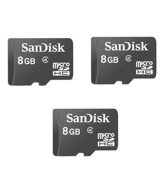 SanDisk Pack of 3 - SanDisk 8 GB Micro SDHC Memory Card Class 4