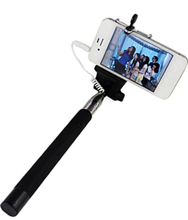 M-zone Extendable Selfie Stick With Aux Cable Hand Held Monopod - Black