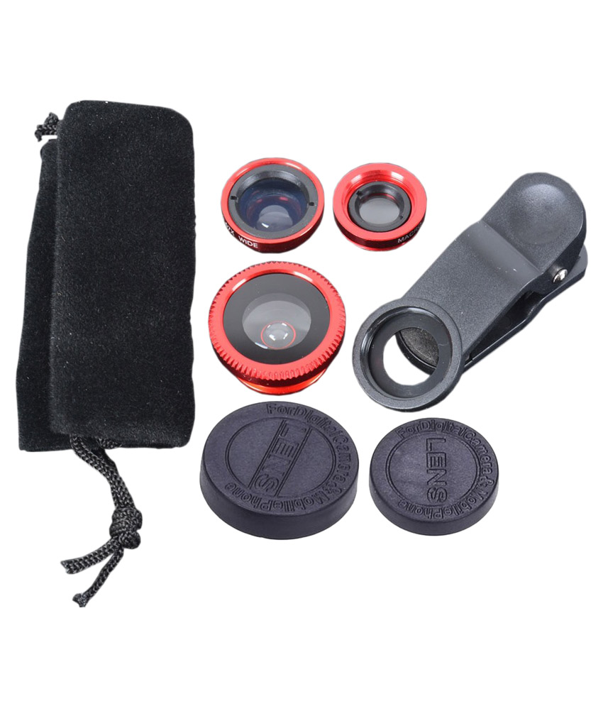 Shou Nou Red 03 3 In 1 Universal Iphone Camera Lens - Red